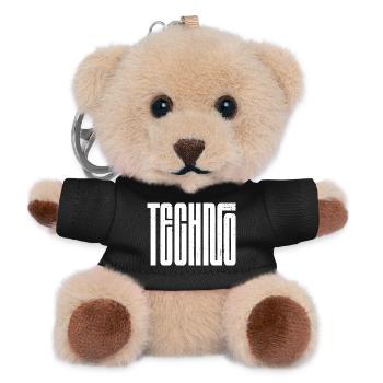 Techno Bold Retro Typografie - Teddy Schlüsselanhänger - Schwarz - Vorne