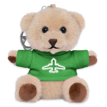 Airplane Aviator Boys Men Pilot - Teddy Keyring - green - Front