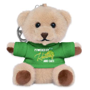 Powered by Knitting and Cats Humor Life - Teddy Keyring - green - Front