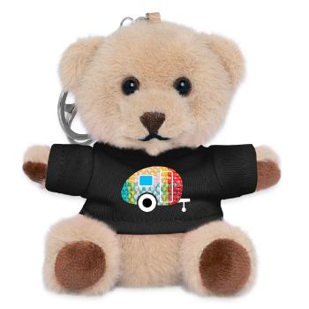 Caravan Caravan Fabric Textile Camping Camper Fan - Teddy Keyring - black - Front