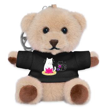 Handwerkerisches Katzenleben – Vom Rad zum Tee - Teddy Schlüsselanhänger - Schwarz - Vorne