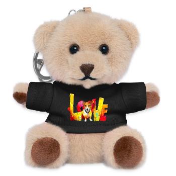 Love Jack Russell Hund Motiv Herz - Teddy Schlüsselanhänger - Schwarz - Vorne