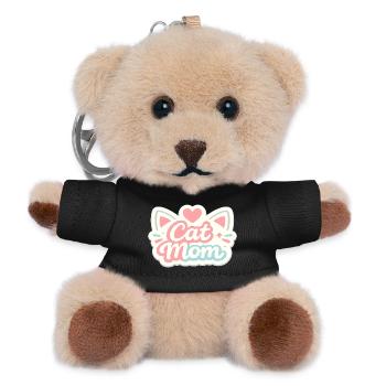 Pastel Cat Mom Motif - Teddy Keyring - black - Front