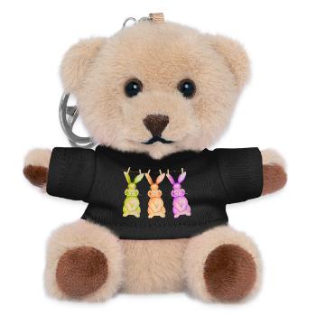 Hase T-Shirt süß Wäscheleine Osterdesign Geschenk - Teddy Schlüsselanhänger - Schwarz - Vorne