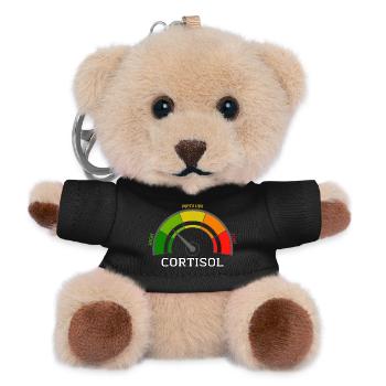 Funny Low cortisol Hilarious Stress Free Cortisol - Teddy Keyring - black - Front
