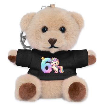 I'm 6 Kawaii Unicorn Girl Birthday - Teddy Keyring - black - Front