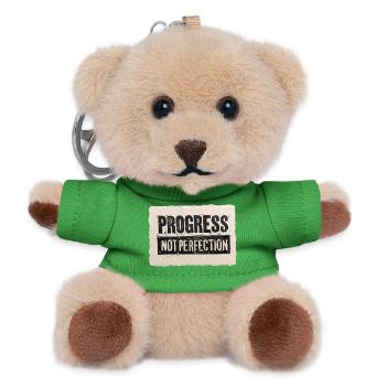 Progress-not-perfection - Teddy Keyring - green - Front