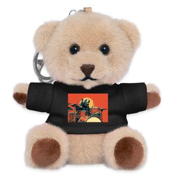 Wild Bear jouant de la batterie Rétro Vintage - Porte-clés ourson - noir - Devant