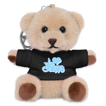 I_love_Cycling_babyblau - Teddy Keyring - black - Front