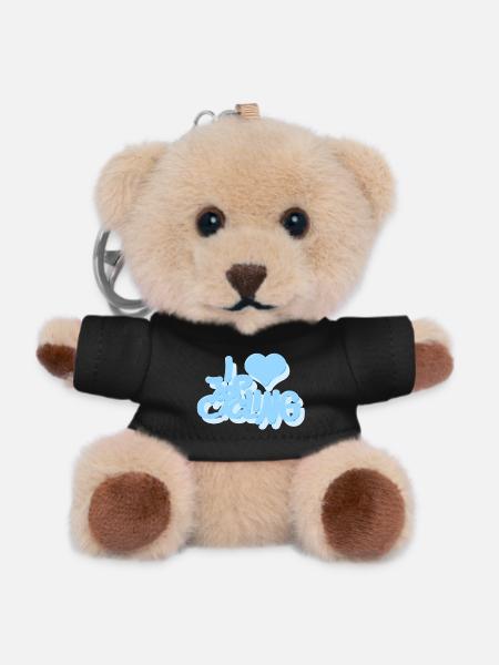 I_love_Cycling_babyblau - Teddy Keyring - black