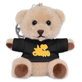 I_love_Cycling_gelb - Teddy Keyring - black - Front