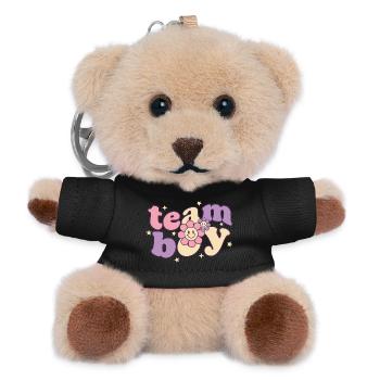 Geschlechterenthüllung Team Junge Babyparty Mama Papa Oma - Teddy Schlüsselanhänger - Schwarz - Vorne