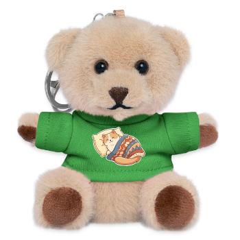Cat sleeping - Teddy Keyring - green - Front