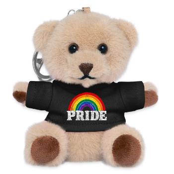 Pride Rainbow Vintage Regenbogen Shirt Sticker - Teddy Schlüsselanhänger - Schwarz - Vorne