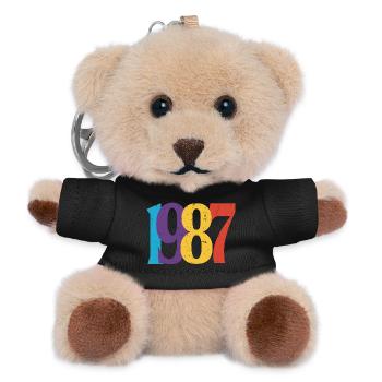 Geboren 1987 Geburtstagsgeschenk Geburtstag 87 - Teddy Schlüsselanhänger - Schwarz - Vorne