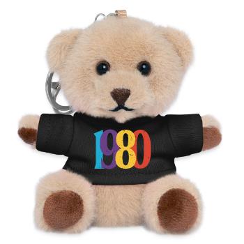 Geboren 1980 80er Geburtstagsgeschenk - Teddy Schlüsselanhänger - Schwarz - Vorne