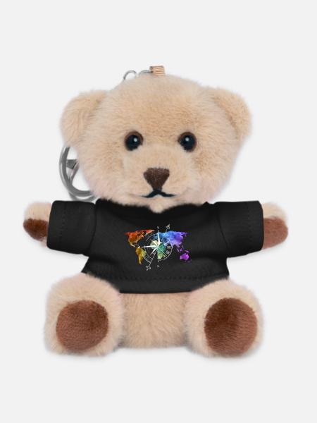 World map compass white - Teddy Keyring - black
