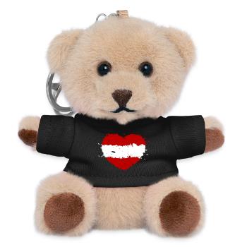 Österreich Herz Flagge Rot Weiß Rot Heimat - Teddy Schlüsselanhänger - Schwarz - Vorne