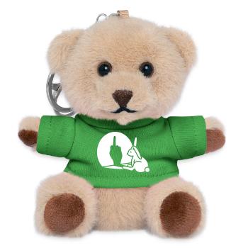 Rabbit Shadow Hand FUCK OFF Middle Finger - Teddy Keyring - green - Front