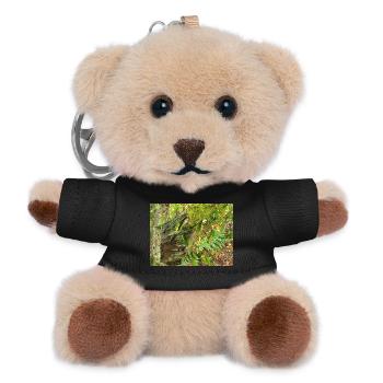 Waldstumpf mit Moos und Farnen - Teddy Schlüsselanhänger - Schwarz - Vorne