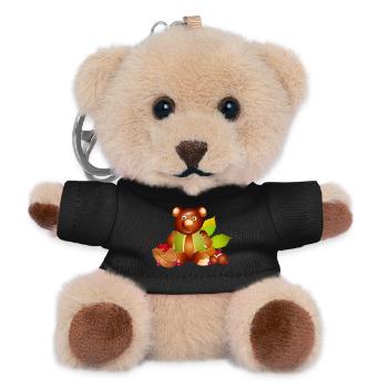 zauberhafter Teddybär aus Kastanien mit Nüsse - Teddy Schlüsselanhänger - Schwarz - Vorne