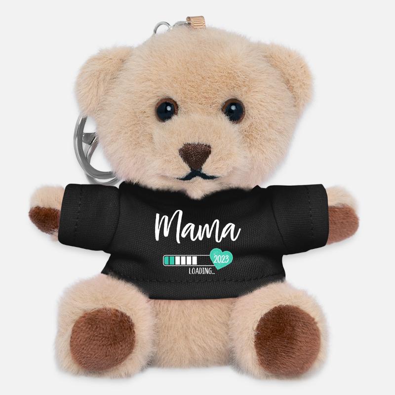 Mom Loading 2023 Heart Baby Young Mom-to-be - Teddy Keyring - black