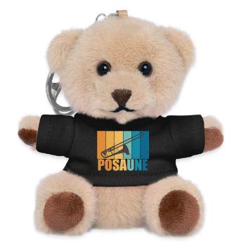 Posaune Vintage Musiker Instrument Geschenk - Teddy Schlüsselanhänger - Schwarz - Vorne