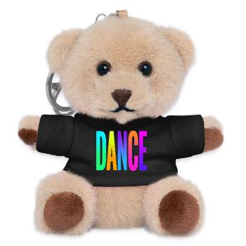 Rainbow Gradient Dance Typography - Teddy Keyring - black - Front