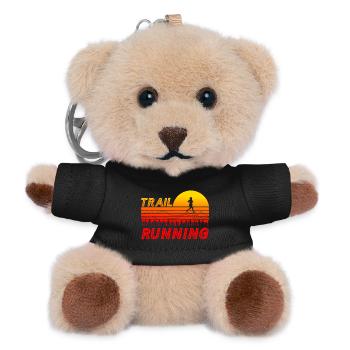 Trail running in orange sunset with mountains - Teddy Keyring - black - Front