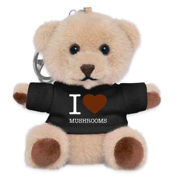 I LOVE MUSHROOMS - Teddy Schlüsselanhänger - Schwarz - Vorne