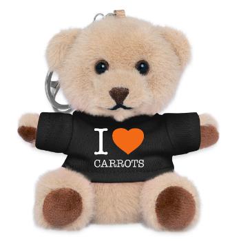 I LOVE CARROTS Karotten - Teddy Schlüsselanhänger - Schwarz - Vorne