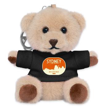 Sydney Skyline Retro Badge - Teddy Keyring - black - Front