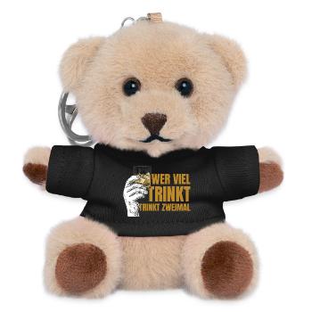 Who Drinks A Lot Drinks Twice Funny T-Shirt - Teddy Keyring - black - Front