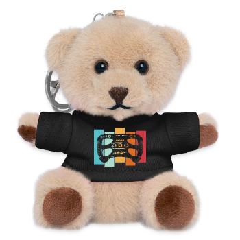retro racing sim formula Lenkrad vintage Auto Logo - Teddy Schlüsselanhänger - Schwarz - Vorne