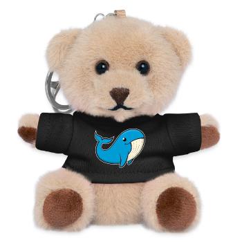Fröhliches Bild eines Blauwals - Teddy Schlüsselanhänger - Schwarz - Vorne