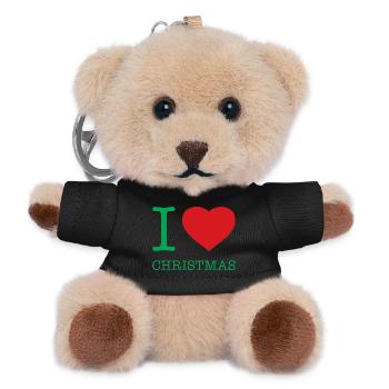 I LOVE CHRISTMAS Weihnachten - Teddy Keyring - black - Front
