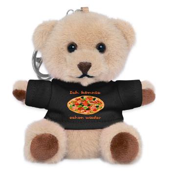 Lebendige Pizza mit frischen Zutaten - Teddy Schlüsselanhänger - Schwarz - Vorne