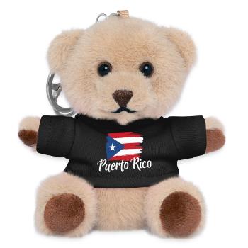 Puerto Rico Flagge Pinselstrich - Teddy Schlüsselanhänger - Schwarz - Vorne