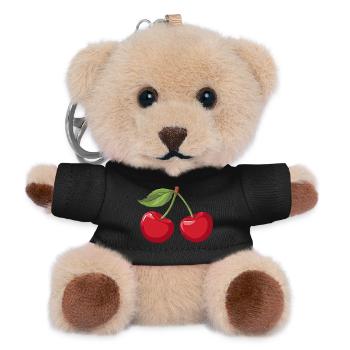 Vibrant Cherry Illustration - Teddy Keyring - black - Front