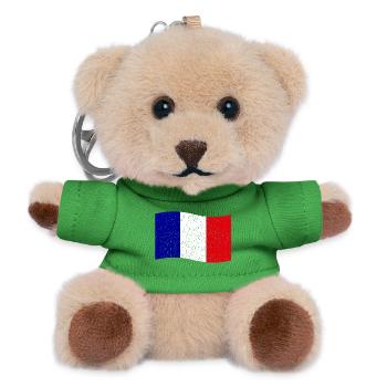 drapeau français vintage - Porte-clés ourson - vert - Devant