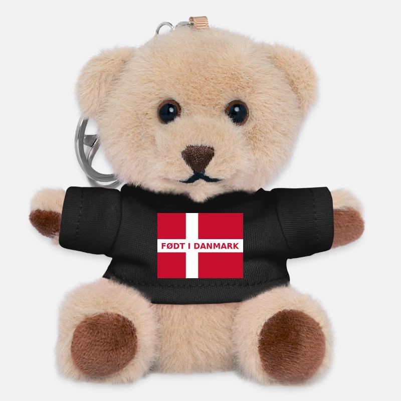 Danish Flag – Born in Denmark - Teddy Keyring - black