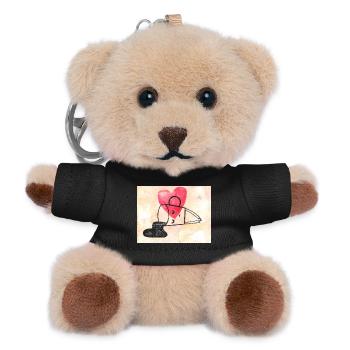 Herzmotiv mit  Linienkunst verliebte Kaffeetasse - Teddy Schlüsselanhänger - Schwarz - Vorne