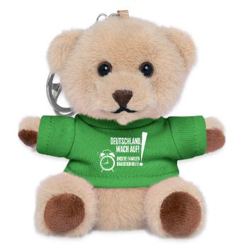 Deutschland Wach Auf Motiv mit Wecker - Teddy Schlüsselanhänger - Grün - Vorne