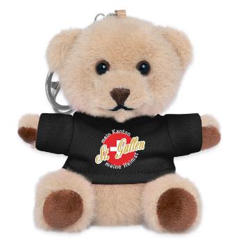 Meine Heimat St. Gallen Geschenk - Teddy Schlüsselanhänger - Schwarz - Vorne