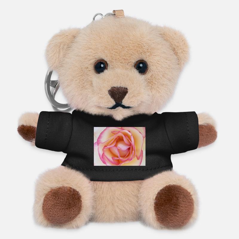 Fleur de rose rose pâle gros plan - Porte-clés ourson - noir