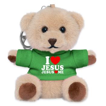 Ich liebe Jesus Jesus liebt mich Christlicher Glau - Teddy Schlüsselanhänger - Grün - Vorne