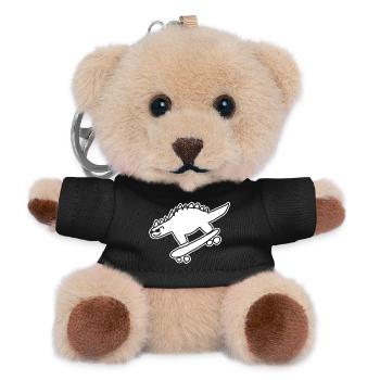 Dino auf Skateboard – Kawaii & Urban Style - Teddy Schlüsselanhänger - Schwarz - Vorne