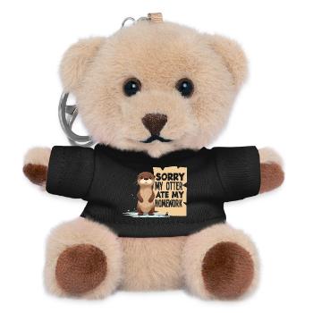Sea Otter Cartoon Ate My Homework - Teddy Keyring - black - Front