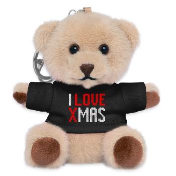 Ich liebe Weihnachten I love xmas Ugly Christmas - Teddy Keyring - black - Front