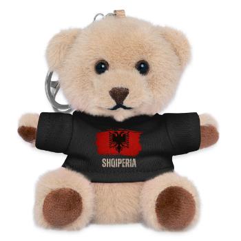 Grunge Albania Flag, Vintage Albania - Teddy Keyring - black - Front